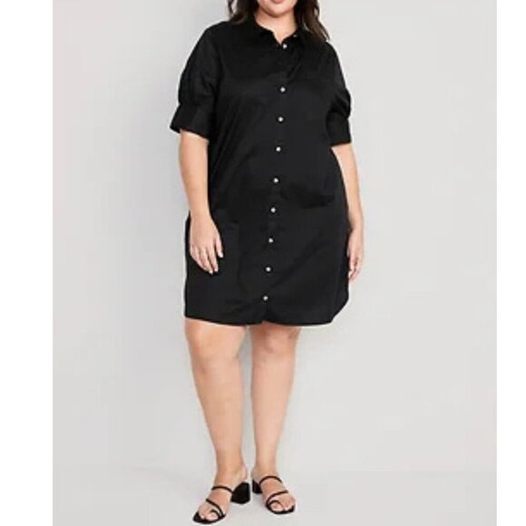 Old Navy Black 100% Cotton Shirt Dress – NWT – Size XL - Picture 1 of 5